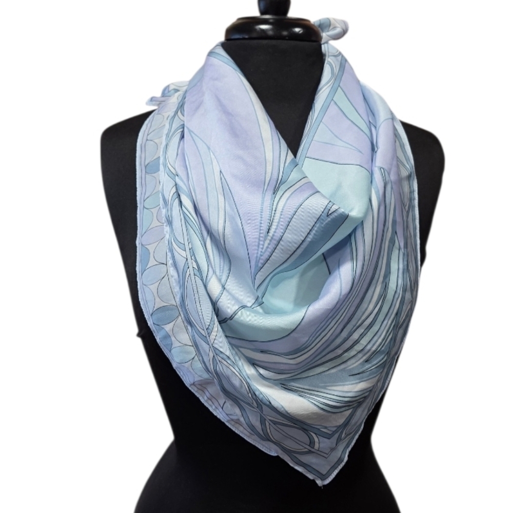 T.J.Maxx Light Blue and White Scarf Summer Satin Boho Mermaidcore